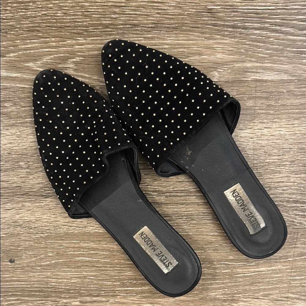 Steve Madden Black Studded Women's Mules